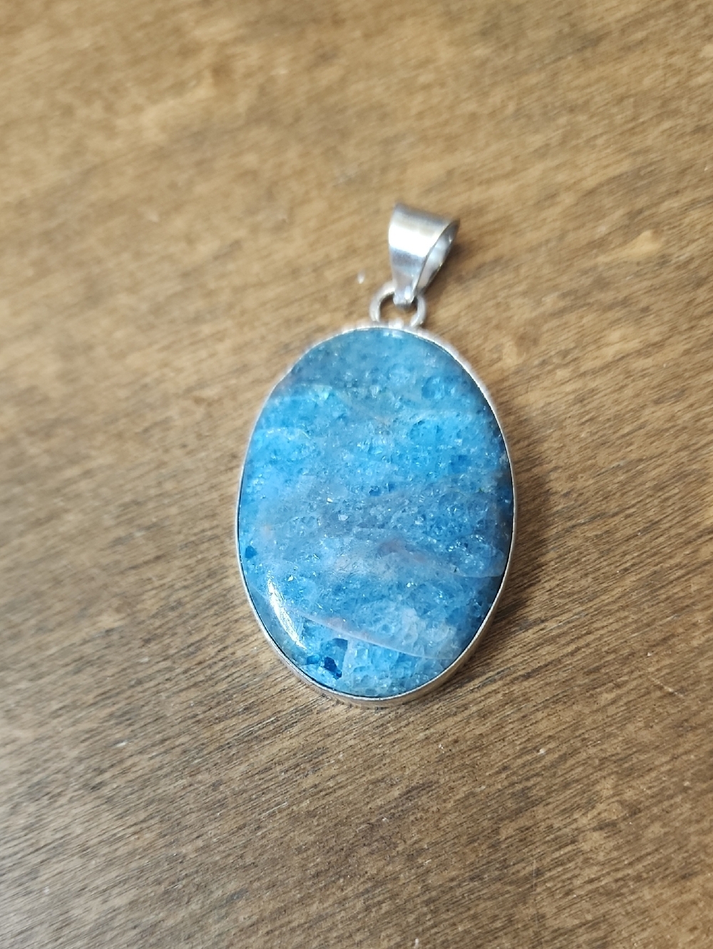 Blue Oval Stone Pendant Necklace - Women Jewelry